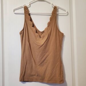 Willow& Root Scalloped Tank Top- Brown (Size S)